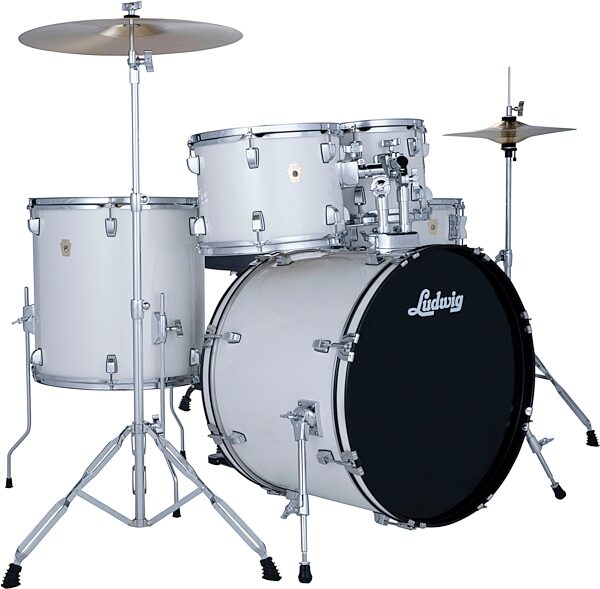 open zoom image for Ludwig LC195 Accent Drive Complete Drum Set, 5-Piece, Snow Dust, Action Position Back