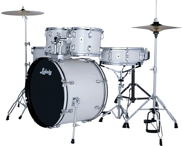 open zoom image for Ludwig LC195 Accent Drive Complete Drum Set, 5-Piece, Snow Dust, Action Position Back