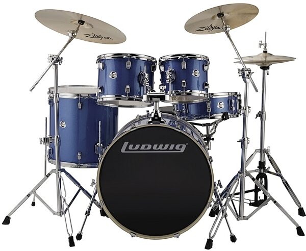 open zoom image for Ludwig LCEE22 Element Evo Complete Drum Kit (5-Piece), Blue Sparkle