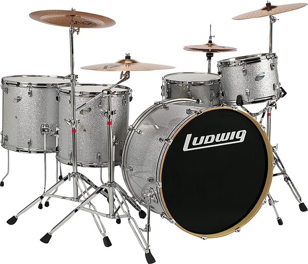open zoom image for Ludwig LR1365XX Zep Set Accent Custom 5-Piece Shell Kit, Silver Sparkle