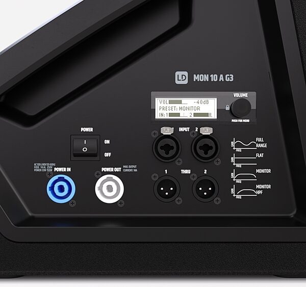 open zoom image for LD Systems MON 10 A G3 Powered Coaxial Stage Monitor PA Speaker (1x10"), New, Detail Side