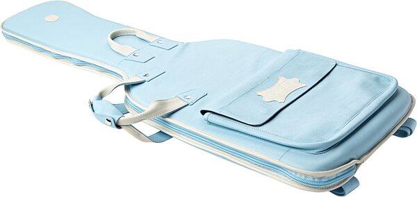 open zoom image for Levy's Chroma Leather Electric Guitar Bag, Powder Blue, Action Position Back