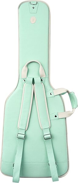 open zoom image for Levy's Chroma Leather Electric Guitar Bag, Aqua Green, Action Position Back