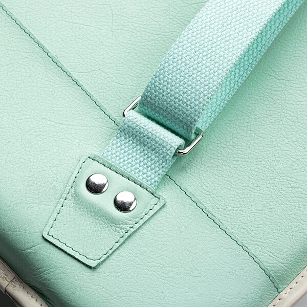open zoom image for Levy's Chroma Leather Electric Guitar Bag, Aqua Green, Action Position Back
