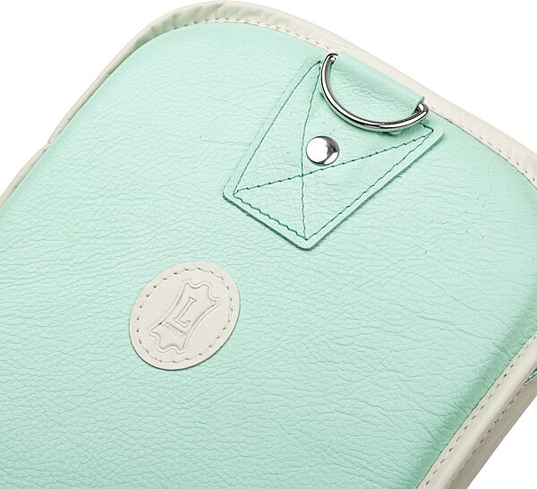 open zoom image for Levy's Chroma Leather Electric Guitar Bag, Aqua Green, Action Position Back