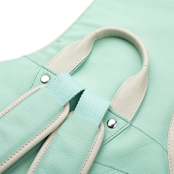 open zoom image for Levy's Chroma Leather Electric Guitar Bag, Aqua Green, Action Position Back