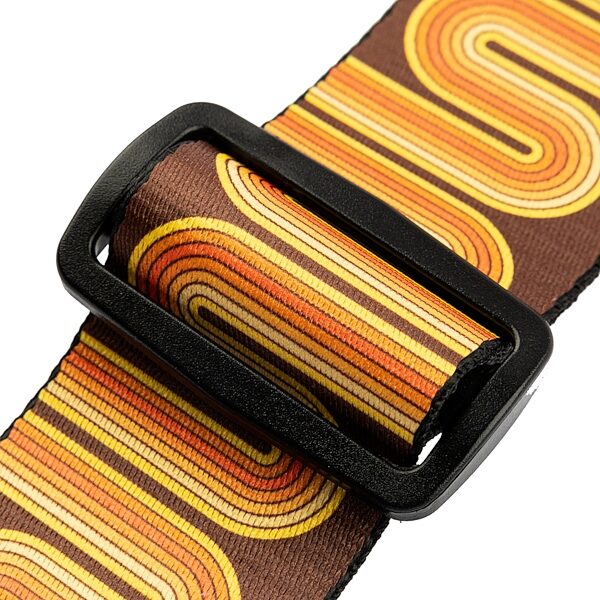 open zoom image for Levy's Mid-Century Modern Guitar Strap, Brown and Orange, Action Position Back