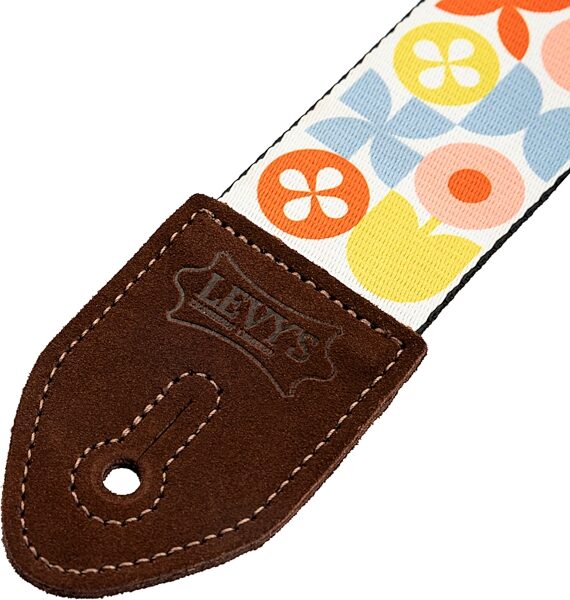 open zoom image for Levy's Mid-Century Modern Guitar Strap, Pink, Green, and Red, Action Position Back