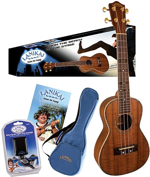 open zoom image for Lanikai LKPC Koa Concert Ukulele Pack, Main