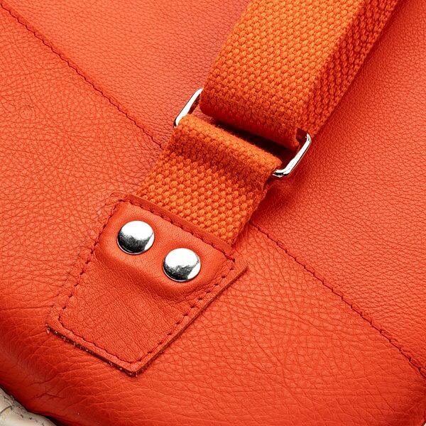 open zoom image for Levy's Chroma Leather Bass Guitar Bag, Party Red, Action Position Back