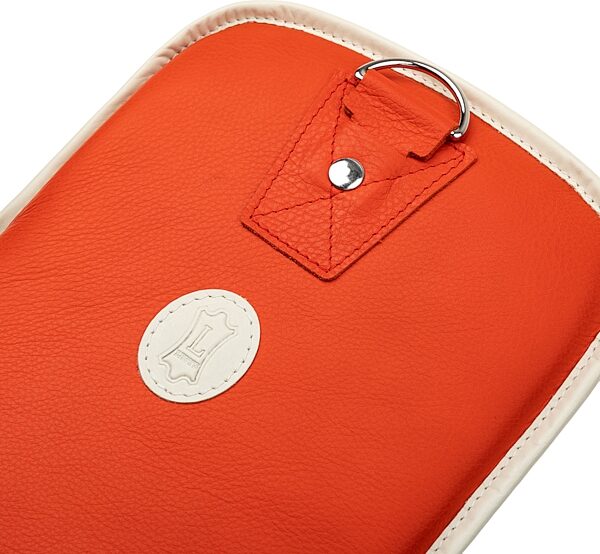 open zoom image for Levy's Chroma Leather Bass Guitar Bag, Party Red, Action Position Back