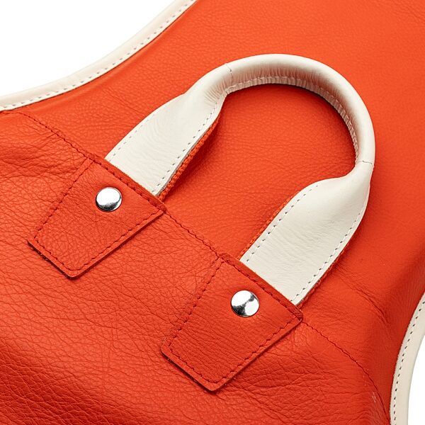 open zoom image for Levy's Chroma Leather Bass Guitar Bag, Party Red, Action Position Back