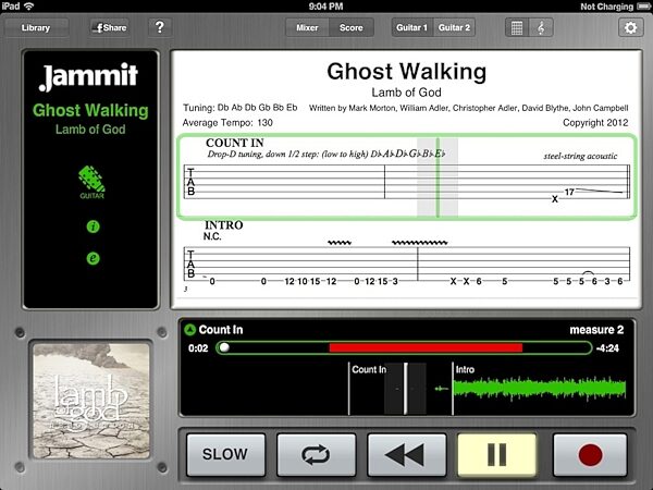 open zoom image for Line 6 Mobile In iOS Audio Interface for iPhone and iPad, Jammit Screenshot Tab View