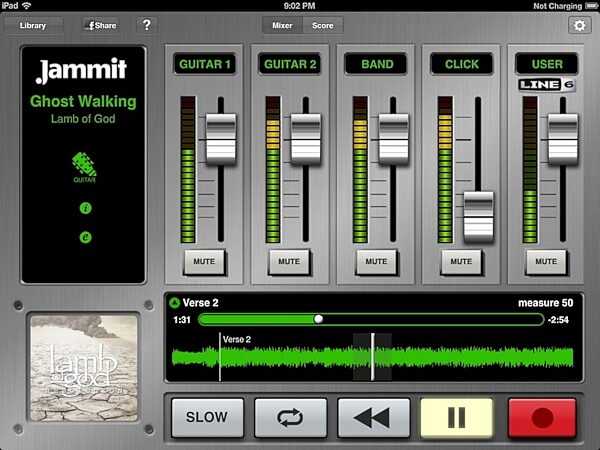 open zoom image for Line 6 Mobile In iOS Audio Interface for iPhone and iPad, Jammit Screenshot Mixer