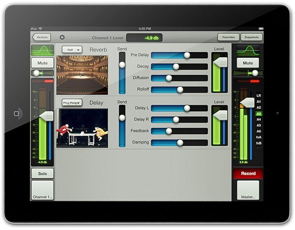 open zoom image for Mackie DL1608 Digital iPad Controlled Mixer (with 30-Pin Dock Connector), Effects View