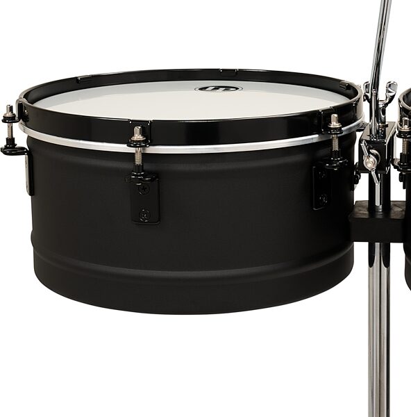 open zoom image for Latin Percussion City Series 256NY Steel Timbales, Black, Action Position Back
