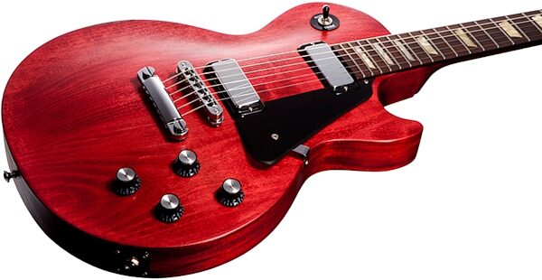 open zoom image for Gibson Les Paul Studio '70s Tribute Electric Guitar with Gig Bag, Satin Cherry Closeup