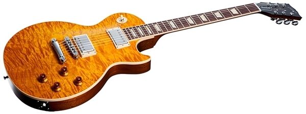 open zoom image for Gibson 2013 Les Paul Standard Quilt Top Electric Guitar (with Case), Transparent Amber Closeup