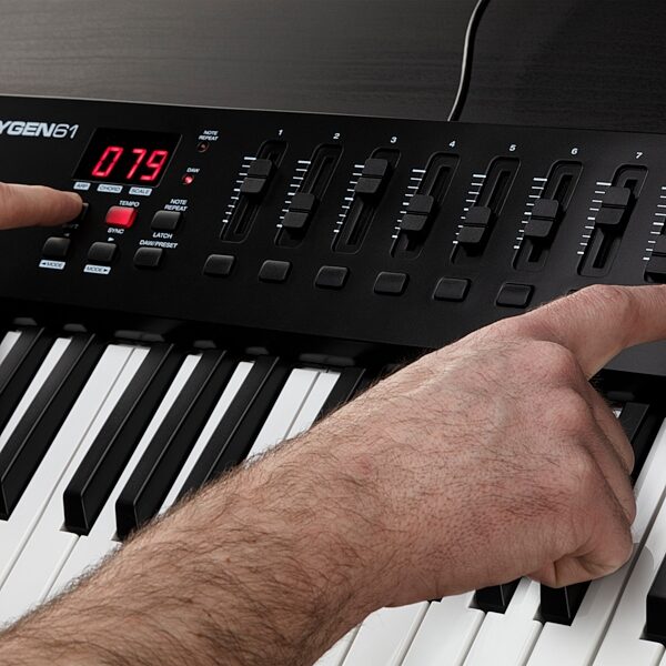 open zoom image for M-Audio Oxygen 61 MKV USB MIDI Controller, 61-Key, New, Action Position Back