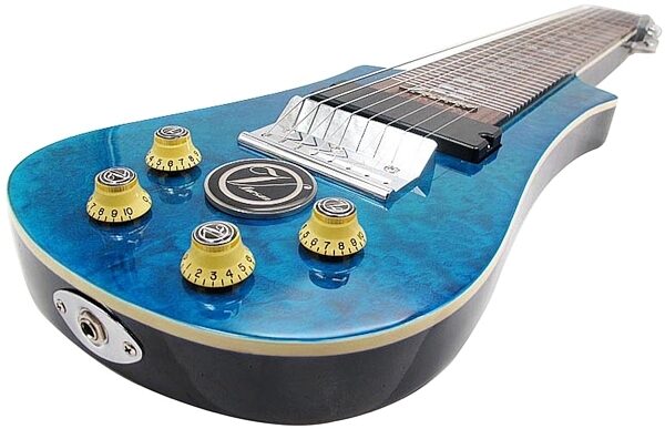 open zoom image for Vorson LT-230-8 Active Lap Steel Guitar, 8-String (with Gig Bag), Transparent Blue Quilt View 2