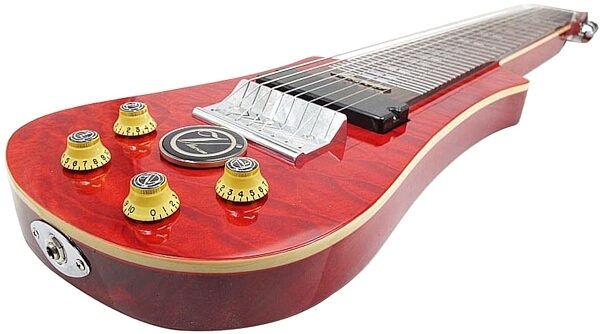 open zoom image for Vorson LT-230-8 Active Lap Steel Guitar, 8-String (with Gig Bag), Transparent Red Quilt