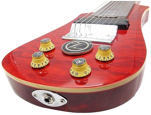 open zoom image for Vorson LT-230-8 Active Lap Steel Guitar, 8-String (with Gig Bag), Transparent Red Quilt View 2