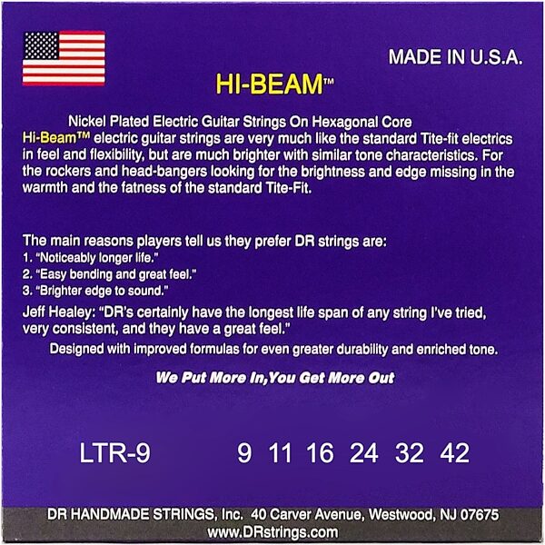 open zoom image for DR Strings Hi Beam Electric Guitar Strings, Light, 9-42, LTR-9, view