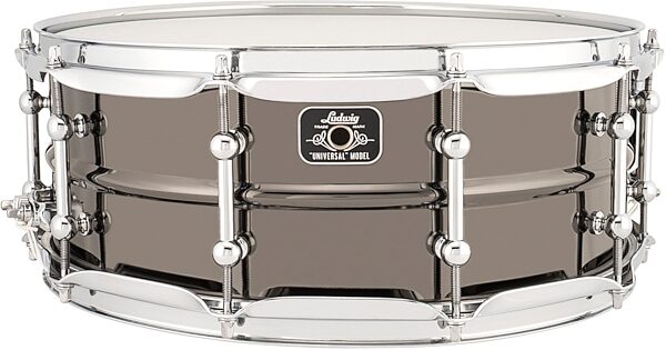 open zoom image for Ludwig Universal Brass Snare Drum, Black Chrome, 5.5x14", Action Position Back