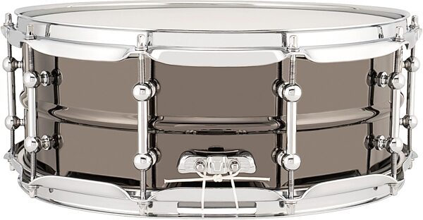 open zoom image for Ludwig Universal Brass Snare Drum, Black Chrome, 5.5x14", Action Position Back