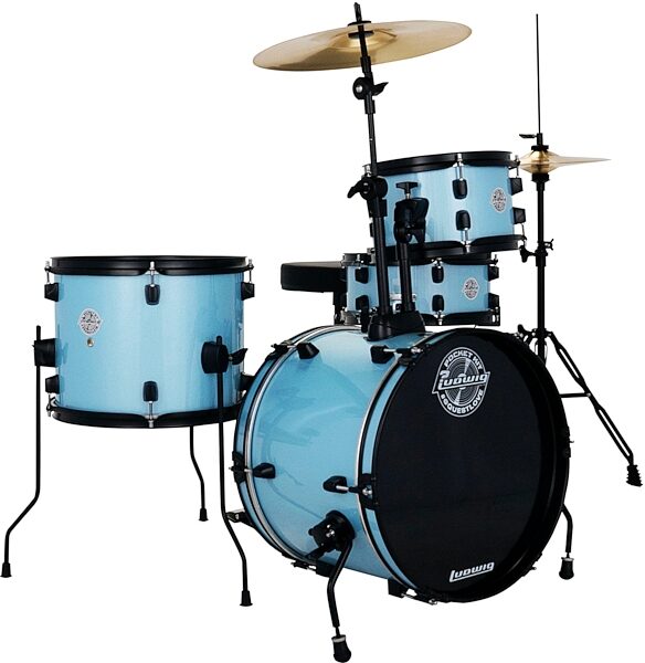 open zoom image for Ludwig LC178 Pocket Complete 4-Piece Drum Shell Kit, Crystal Blue Sparkle, Main