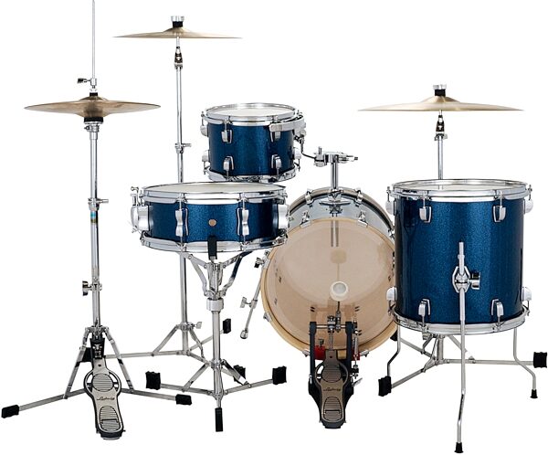 open zoom image for Ludwig LC279 Breakbeats Drum Shell Kit, 4-Piece, Deep Blue Sparkle, Action Position Back