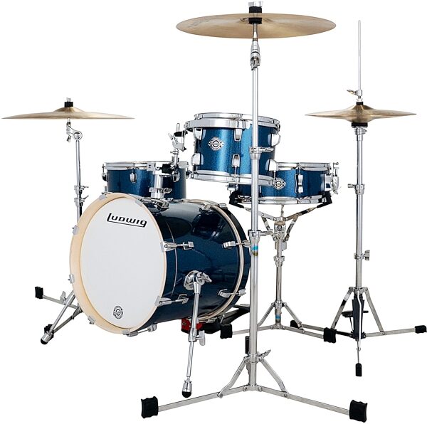 open zoom image for Ludwig LC279 Breakbeats Drum Shell Kit, 4-Piece, Deep Blue Sparkle, Action Position Back