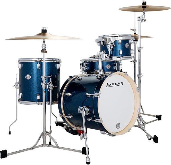 open zoom image for Ludwig LC279 Breakbeats Drum Shell Kit, 4-Piece, Deep Blue Sparkle, Main