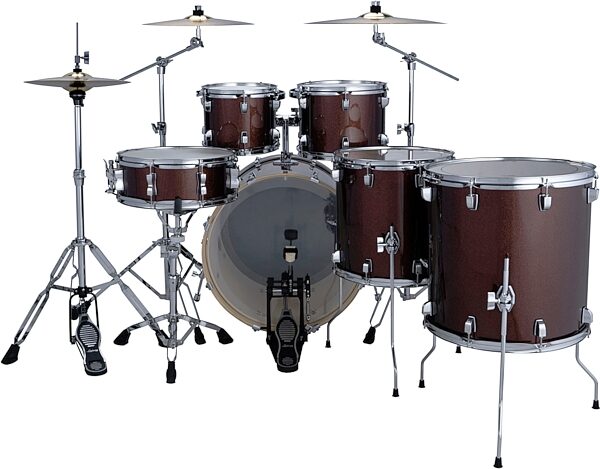 open zoom image for Ludwig LE622 Evolution Complete Drum Set, 6-Piece, Carmel Sparkle, with Hardware + Paiste 101 Cymbals, Action Position Back