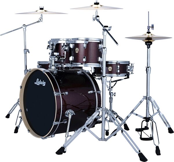 open zoom image for Ludwig LE622 Evolution Complete Drum Set, 6-Piece, Carmel Sparkle, with Hardware + Paiste 101 Cymbals, Action Position Back
