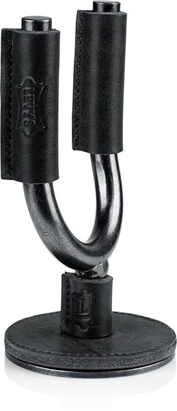 open zoom image for Levy's Smoke Forged Guitar Hanger, Black Leather, Action Position Front