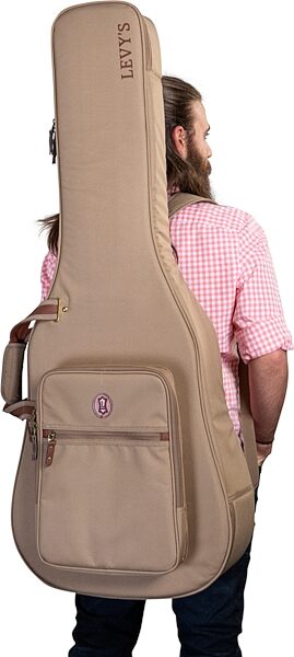 open zoom image for Levy's 200-Series Deluxe Dreadnought Acoustic Guitar Gig Bag, Tan, Detail Side