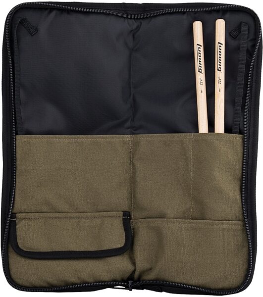 open zoom image for Ludwig LX31 Logo Drumstick Bag, Olive, Action Position Back