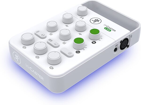 open zoom image for Mackie M-Caster Live Portable Livestreaming Mixer, White, Open Box (Very Good), Angled Front