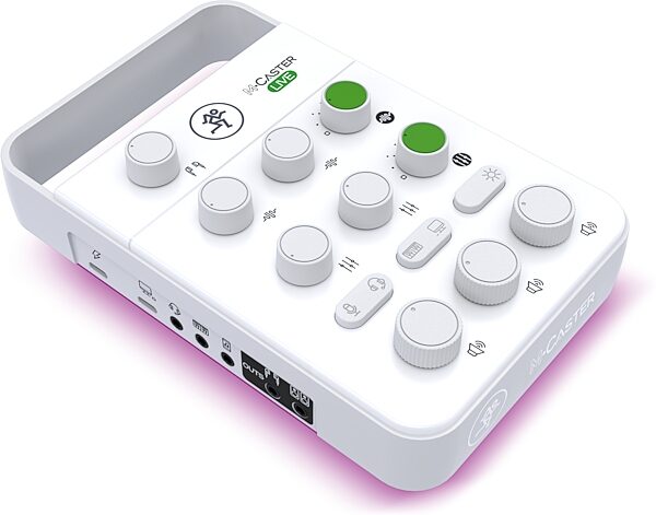 open zoom image for Mackie M-Caster Live Portable Livestreaming Mixer, White, Open Box (Very Good), Angled Front