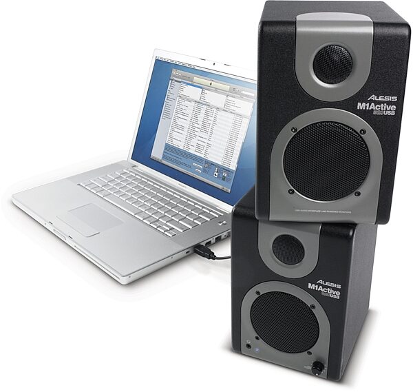 open zoom image for Alesis M1 Active 320 USB Active Monitors, With Laptop Setup