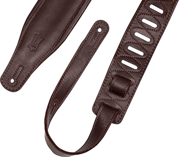 open zoom image for Levy's M26GP Garment Leather Guitar Strap, Dark Brown/Dark Brown, Action Position Back