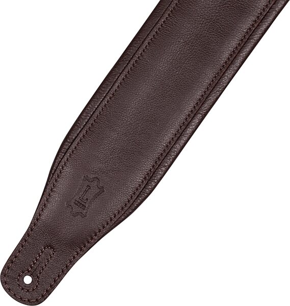 open zoom image for Levy's M26GP Garment Leather Guitar Strap, Dark Brown/Dark Brown, Action Position Back