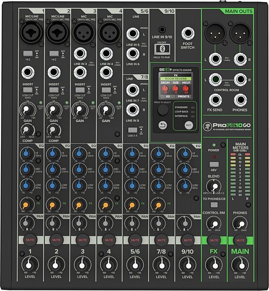 open zoom image for Mackie ProFX10 GO Battery-Powered Mixer, 10-Channel, New, Action Position Back