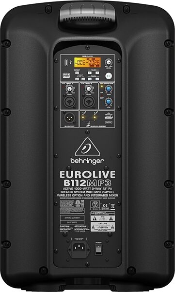 open zoom image for Behringer B112MP3 Eurolive Active PA Speaker (1000 Watts, 1x12"), Rear