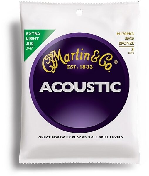 open zoom image for Martin 80/20 Bronze Acoustic Guitar Strings, M170 3-Pack