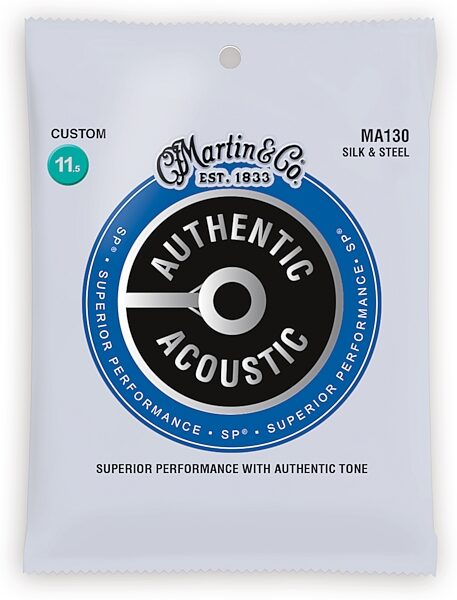 open zoom image for Martin Authentic SP Silk and Steel Acoustic Guitar Strings, Single Pack, MA130, Action Position Back