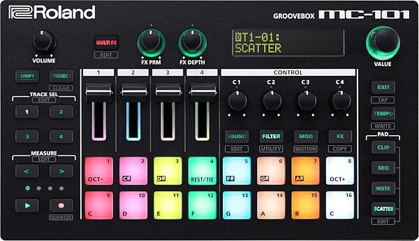 open zoom image for Roland MC-101 Groovebox Music Production Workstation, New, Action Position Back