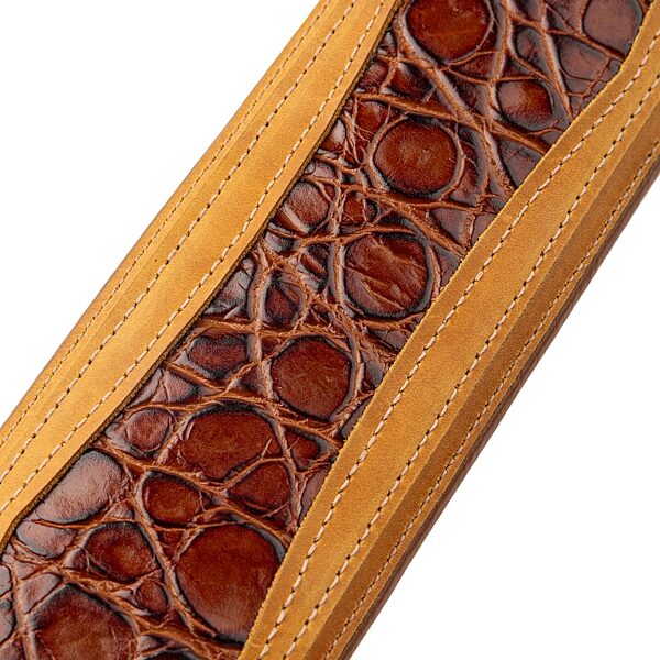 open zoom image for Levy's MCH11APX Apex Series Leather Guitar Strap, Tan, Action Position Back
