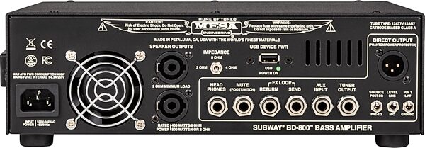 open zoom image for Mesa/Boogie Bass-800D Amplifier Head (800 Watts), Black, Action Position Back